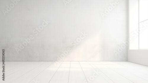 3d illustration of empty wall white interior floor