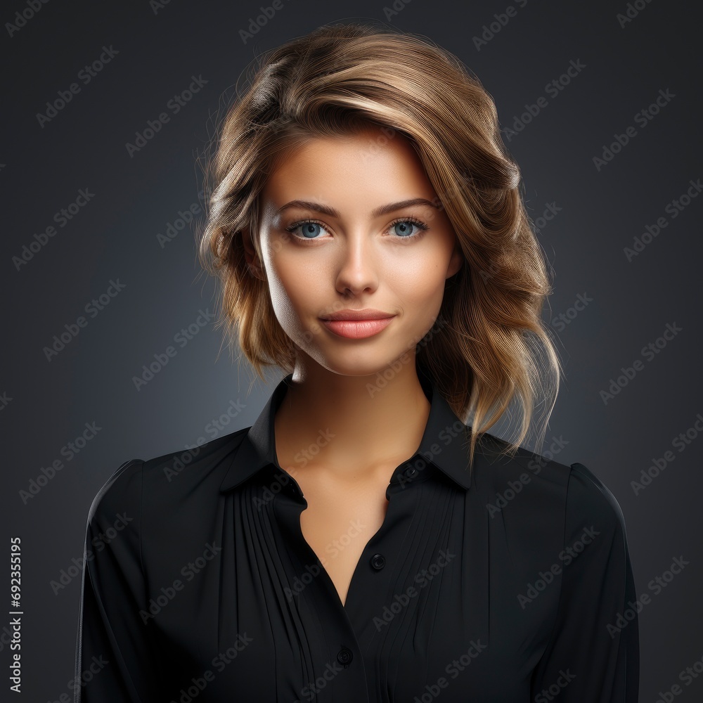 Portrait Smiling Business Woman, White Background, For Design And Printing Portrait Smiling Business Woman, White Background, For Design And Printing