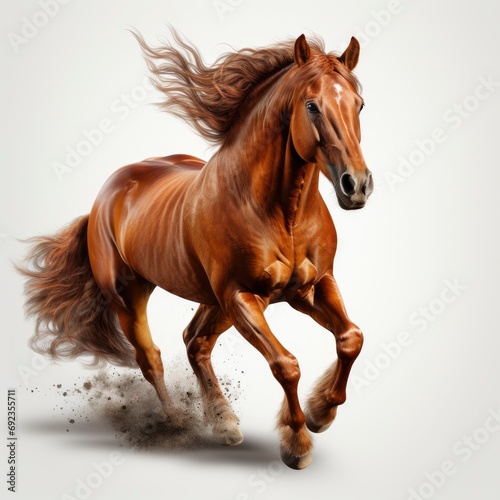 Red Horse Run Gallop, White Background, For Design And Printing