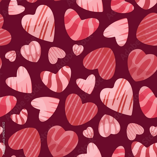 Hearts Seamless Pattern. Different hearts on bardo