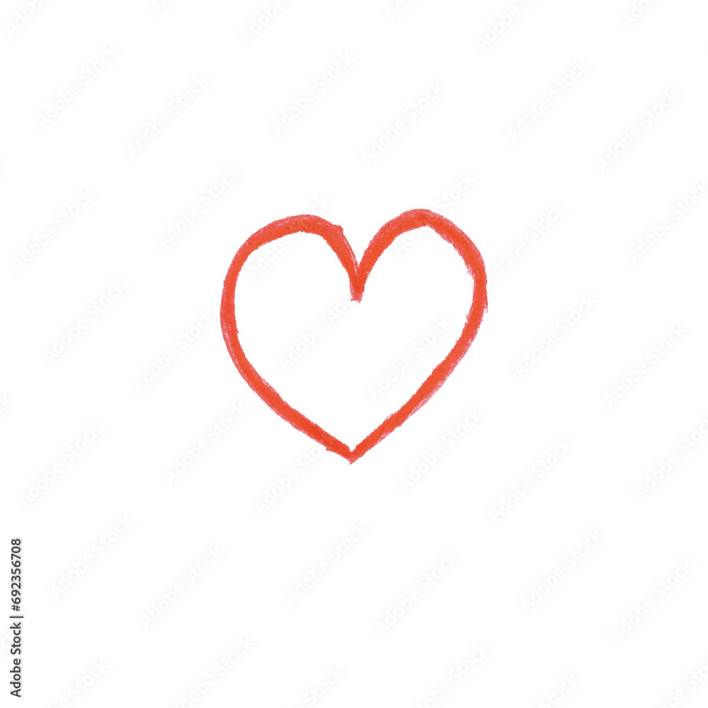 sketched valentines love heart on transparent background
