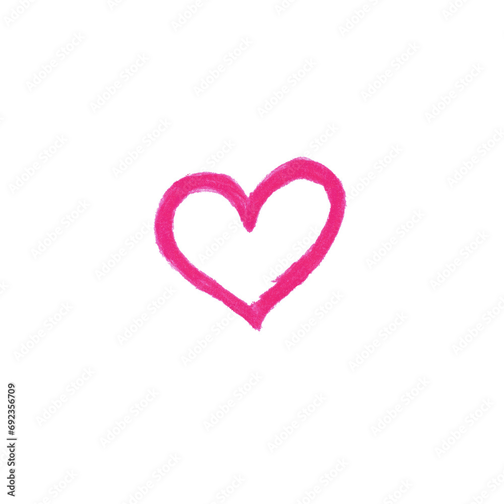sketched pink valentines love heart on transparent background