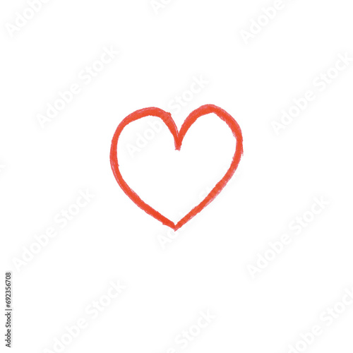 Fotografía sketched valentines love heart on transparent background