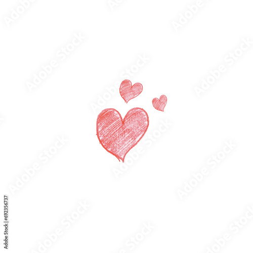 sketched valentines love heart on transparent background