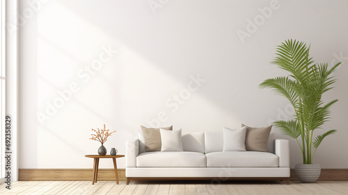 Bright and modern interior background wall mock up house