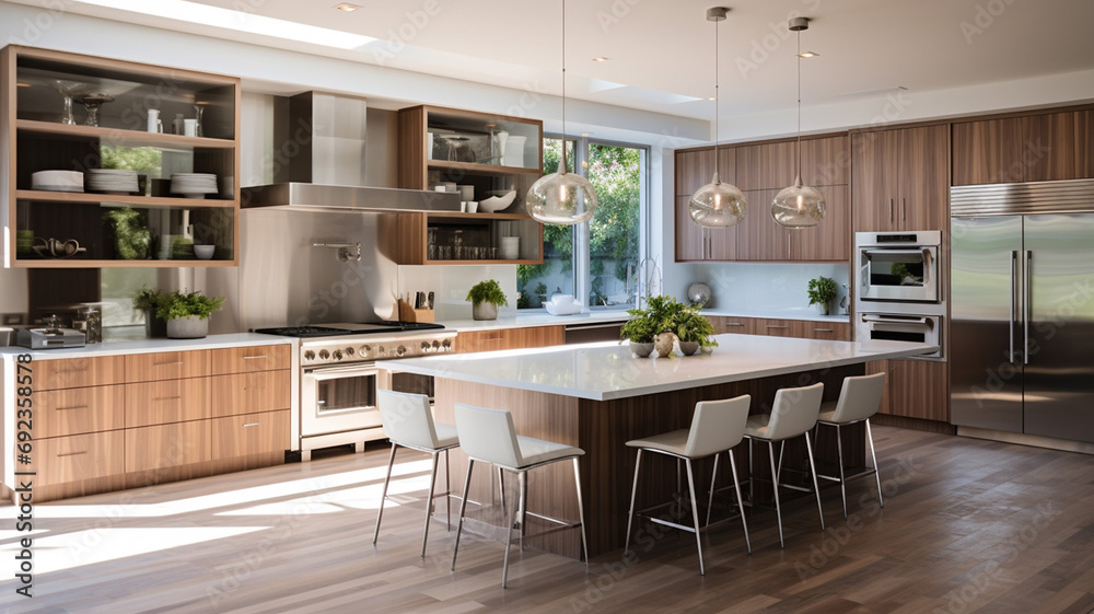 Obraz na płótnie Contemporary kitchen design in a remodeled home w salonie