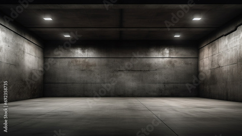 Dark Empty Room Garage Concrete Wall Floor technology © BornHappy