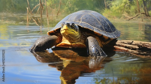 Blanding's Turtle at water photo