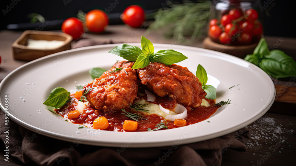 Portrait of warm spicy fried chicken freshly served AI Generative Portrait of warm spicy fried chicken freshly served AI Generative