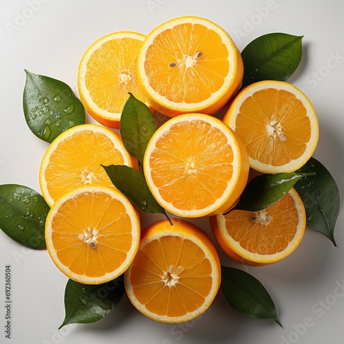 Top View Squeezed Oranges Halves Placed, White Background, For Design And Printing