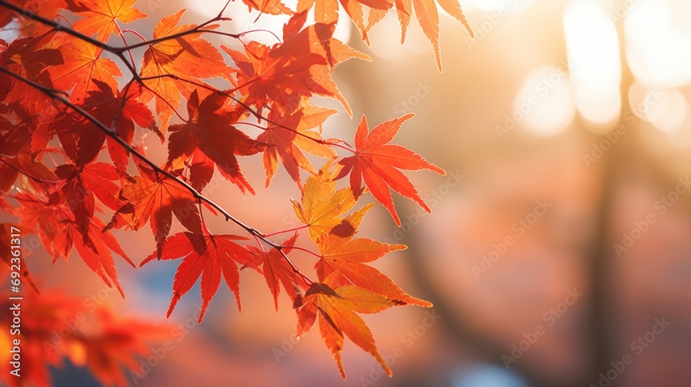 Vibrant red autumn leaves illuminated by backlight. Macro nature. Vibrant red autumn leaves illuminated by backlight. Macro nature.