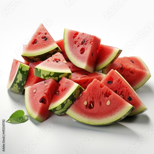 Watermelon Fruit Sliced White, White Background, For Design And Printing