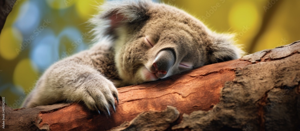 Naklejka premium Sleepy koala, natural habitat, Melbourne, Australia.
