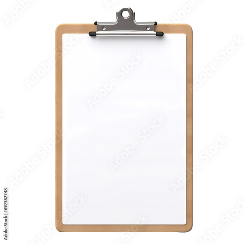 Blank paper clipboard isolated on transparent background