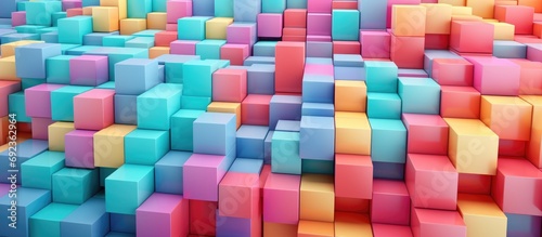 3D rendering abstract background of multi colored cubes wallpaper