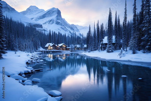 Blue hour shot at National Park in dreamy winter wonderworld © arhendrix