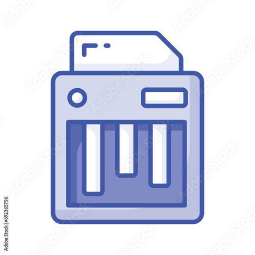An icon of paper shredder in trendy design style, cutting machine