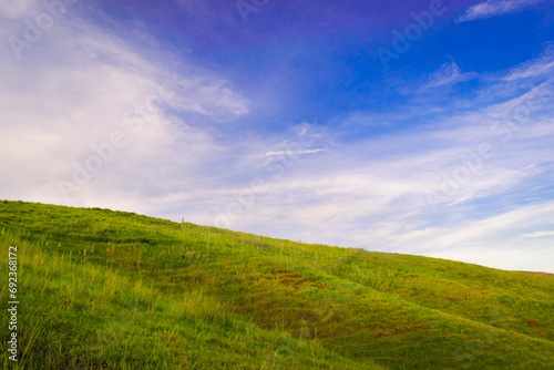 Landscape with mountains and blue sky. Cabaliwan Peak  Romblon  Philippines.