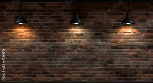 dark room with brick wall and lighting