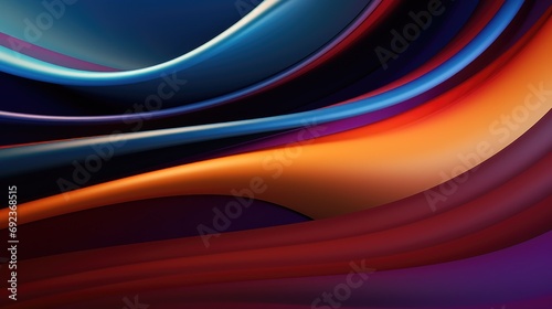 3D rendering of an abstract background of smooth and rounded lines with different colors with deep of field