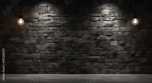 dark room with brick wall and lighting photo