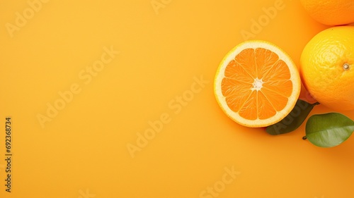 horizontal view of a slice of orange with blank background AI generated