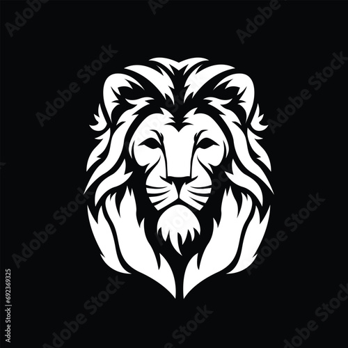 Royal lion with grace. Lion emblem logo in a circular form. Tattoo of a big cat king of the jungle. Head of the majestic lion. Symbol of power
