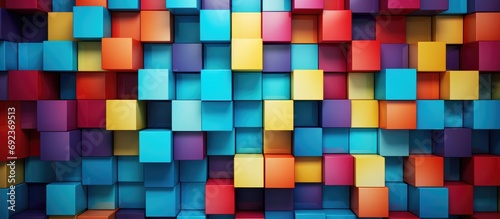 3D rendering abstract background of multi colored cubes wallpaper