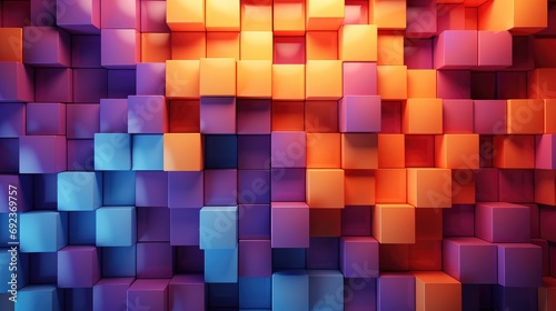 3D rendering abstract background of multi colored cubes wallpaper