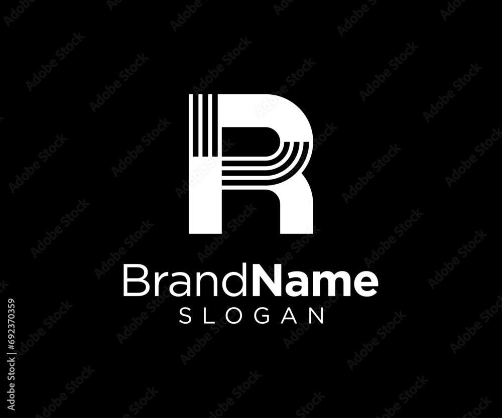R logo design template. Monogram R logo icon vector