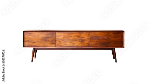 Modern furniture in a stylish living room with a wooden chest of drawers. PNG