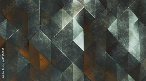 Random shifted Wall background with tiles. Futuristic, triangle tile pattern Wallpaper with 3D. 3D Render