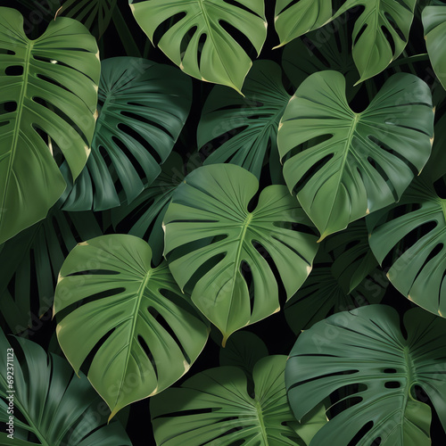 Wallpaper Mural tropical green leaves monstera background wallpaper Torontodigital.ca