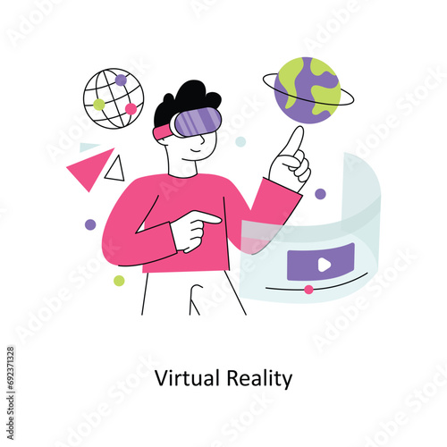 Virtual Reality Flat Style Design Vector illustration. Stock illustration