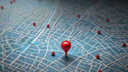 3D red pinpoint illustration, representing a location pin icon on a map