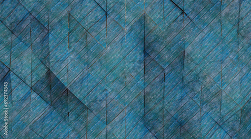 Random shifted Wall background with tiles. Futuristic, triangle tile pattern Wallpaper with 3D. 3D Render