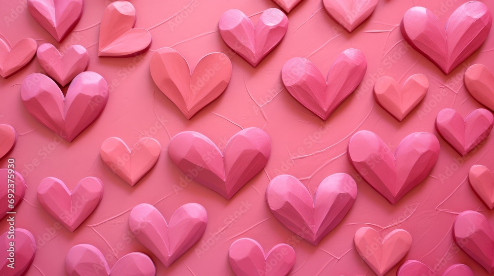 Pink Hearts Background for Valentine's Day. Romantic, love, relationship concept.