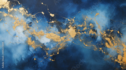 群青色と金色の豪華な和風の背景 AI生成画像 photo