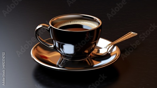 Cup of coffee on a black background. 3d illustration.