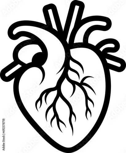 Human heart silhouette in black color. Vector template for laser cutting wall art.