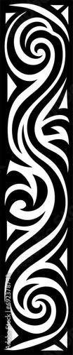 Maori tribal stripe silhouette in black color. Vector template for laser cutting wall art. photo