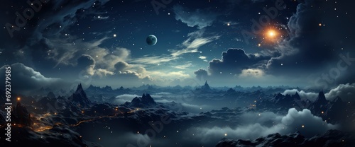 Night Dark Blue Sky Glowing Stars , Background Banner HD