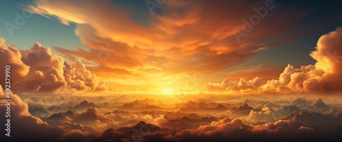 Orange Yellow Sunset Light On Sky , Background Banner HD