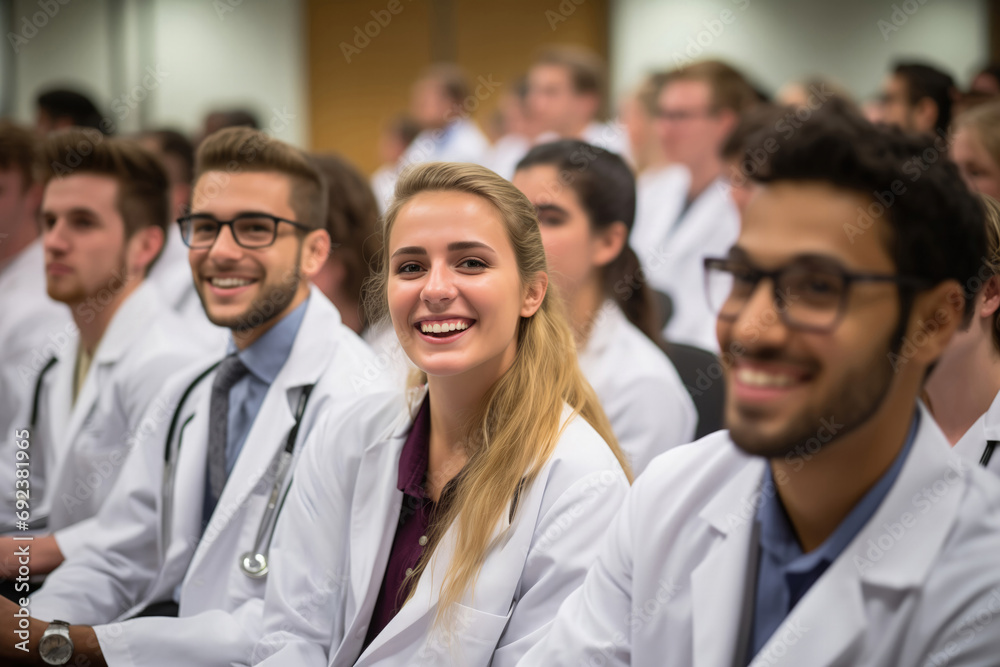 Medical Students Applaud in Celebration of a Colleagues Achievement
