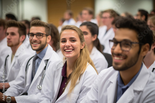 Medical Students Applaud in Celebration of a Colleagues Achievement