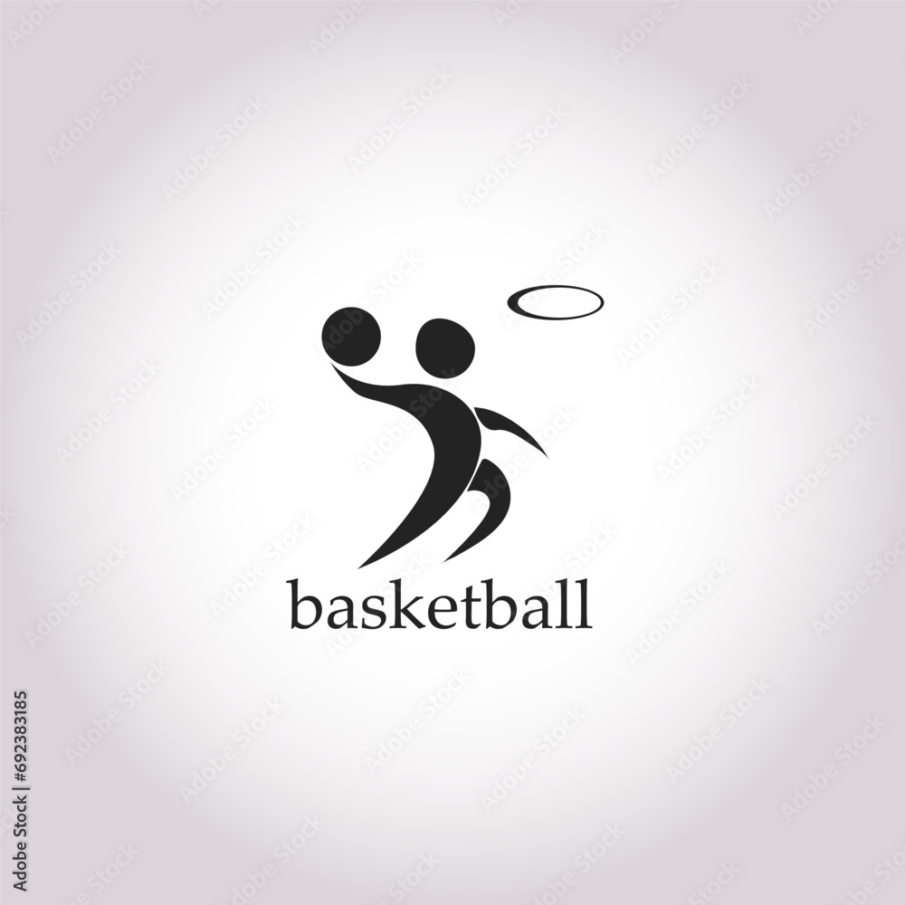 Basketball player, sport symbol outline vector icon Basketball player, sport symbol outline vector icon