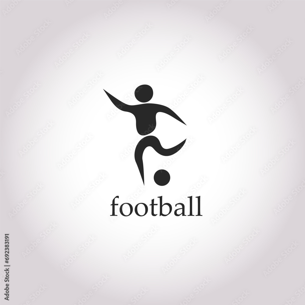 Soccer player kicks the ball. Vector illustration. Icon Soccer player kicks the ball. Vector illustration. Icon