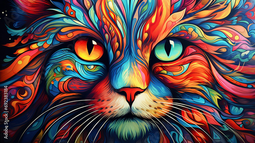 Portrait of colorful cat