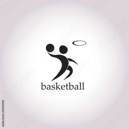Basketball player, sport symbol outline vector icon
