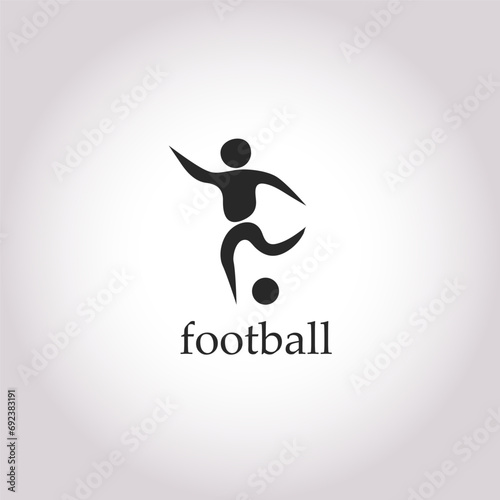 Soccer player kicks the ball. Vector illustration. Icon